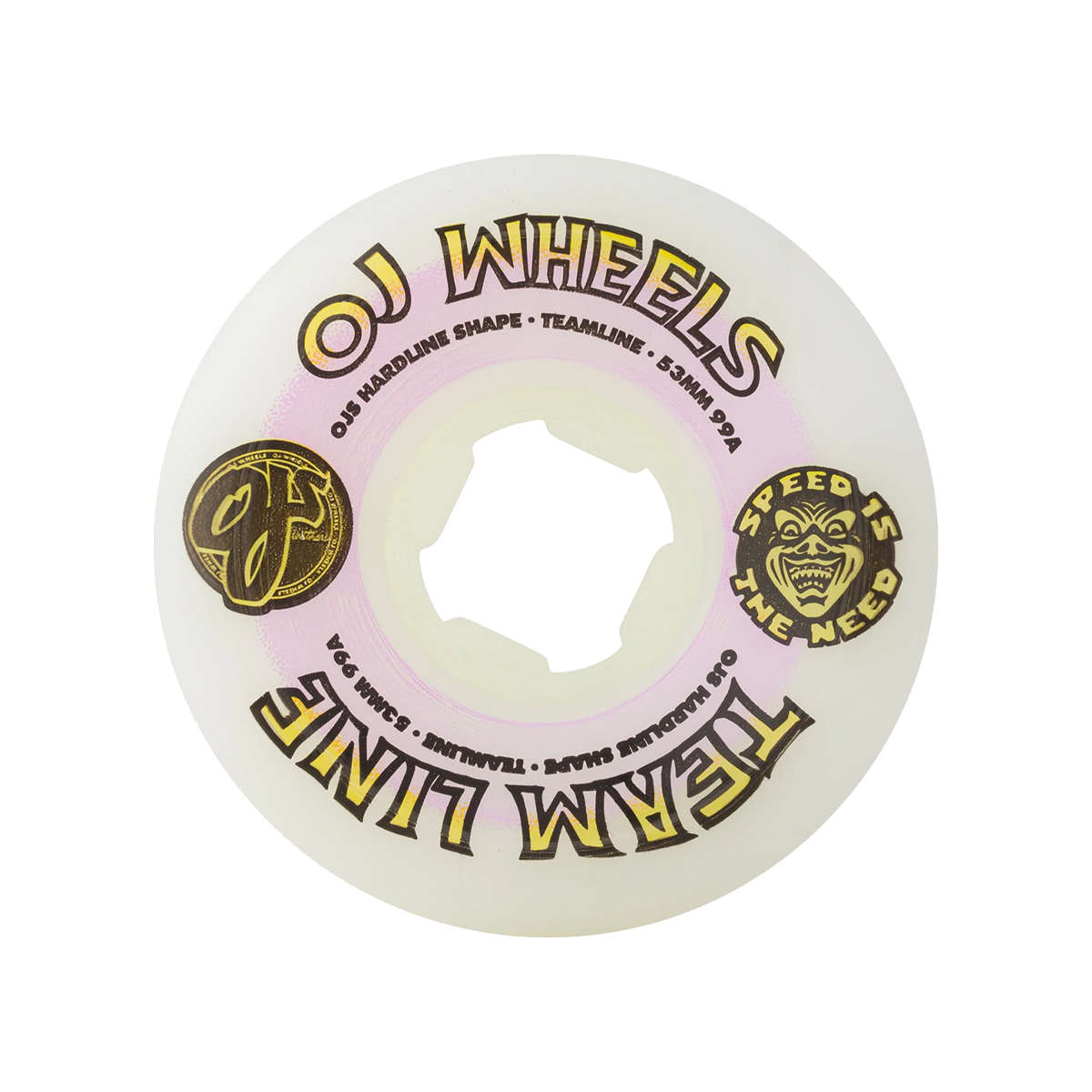 OJ TEAM LINE ORIGINAL WHITE PURPLE/YELLOW HARDLINE 99A SKATEBOARD WHEE