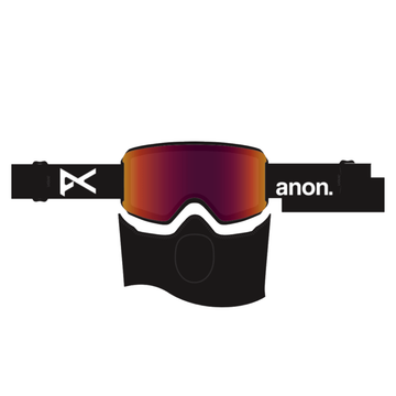 ANON WM3 GOGGLES (LOW BRIDGE) + MFI  MASK + BONUS LENS - BLACK PERCEIVE SUNNY RED