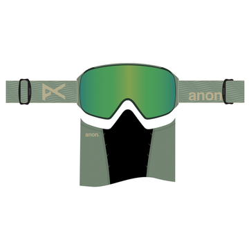 ANON M4 CYLINDRICAL GOGGLES - HEDGE/PERCEIVE VARIABLE GREEN (LOW BRIDGE) +MFI MASK + SPARE LENS