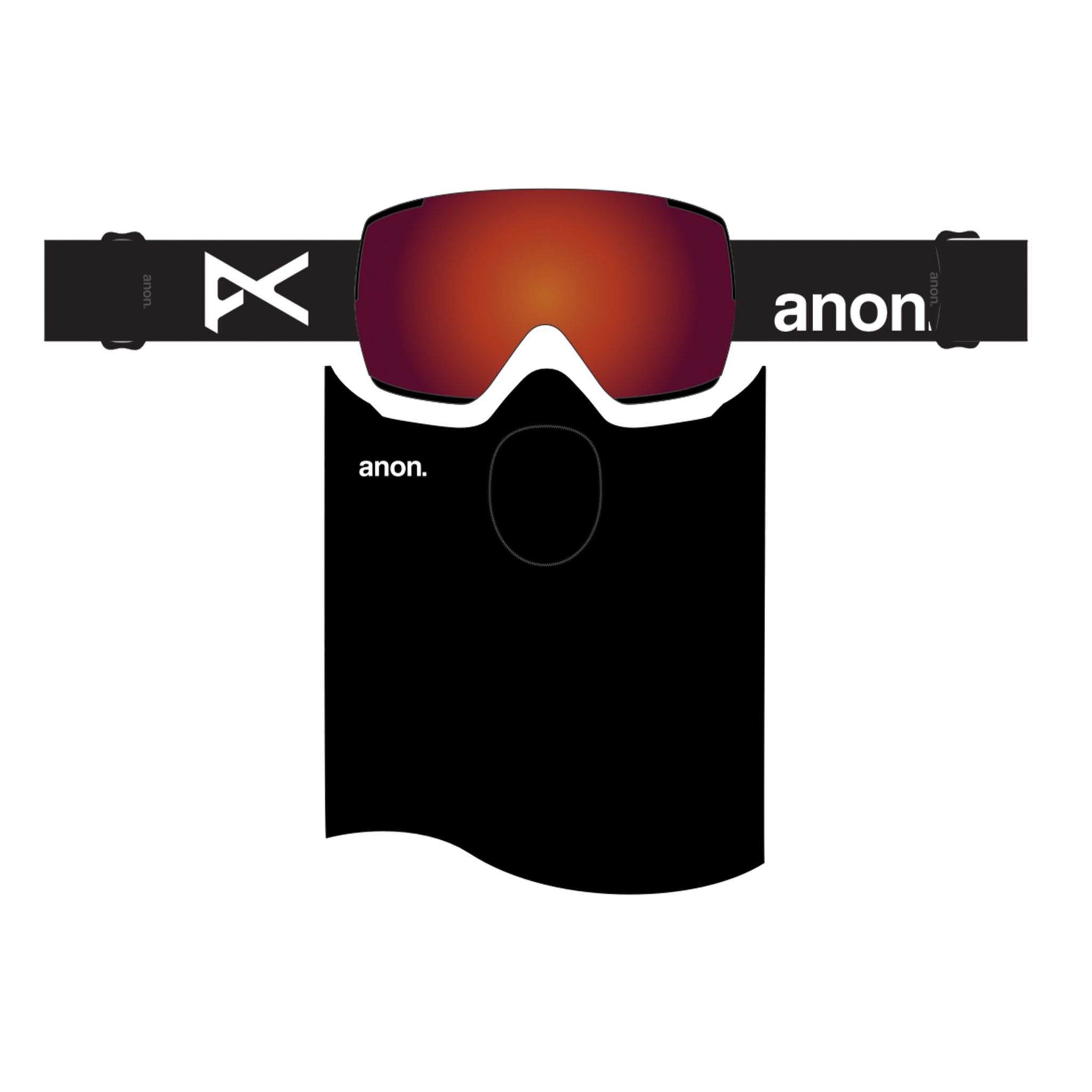 ANON M5S GOGGLES - BLACK/PERCEIVE SUNNY RED (LOW BRIDGE) +MFI MASK + SPARE LENS
