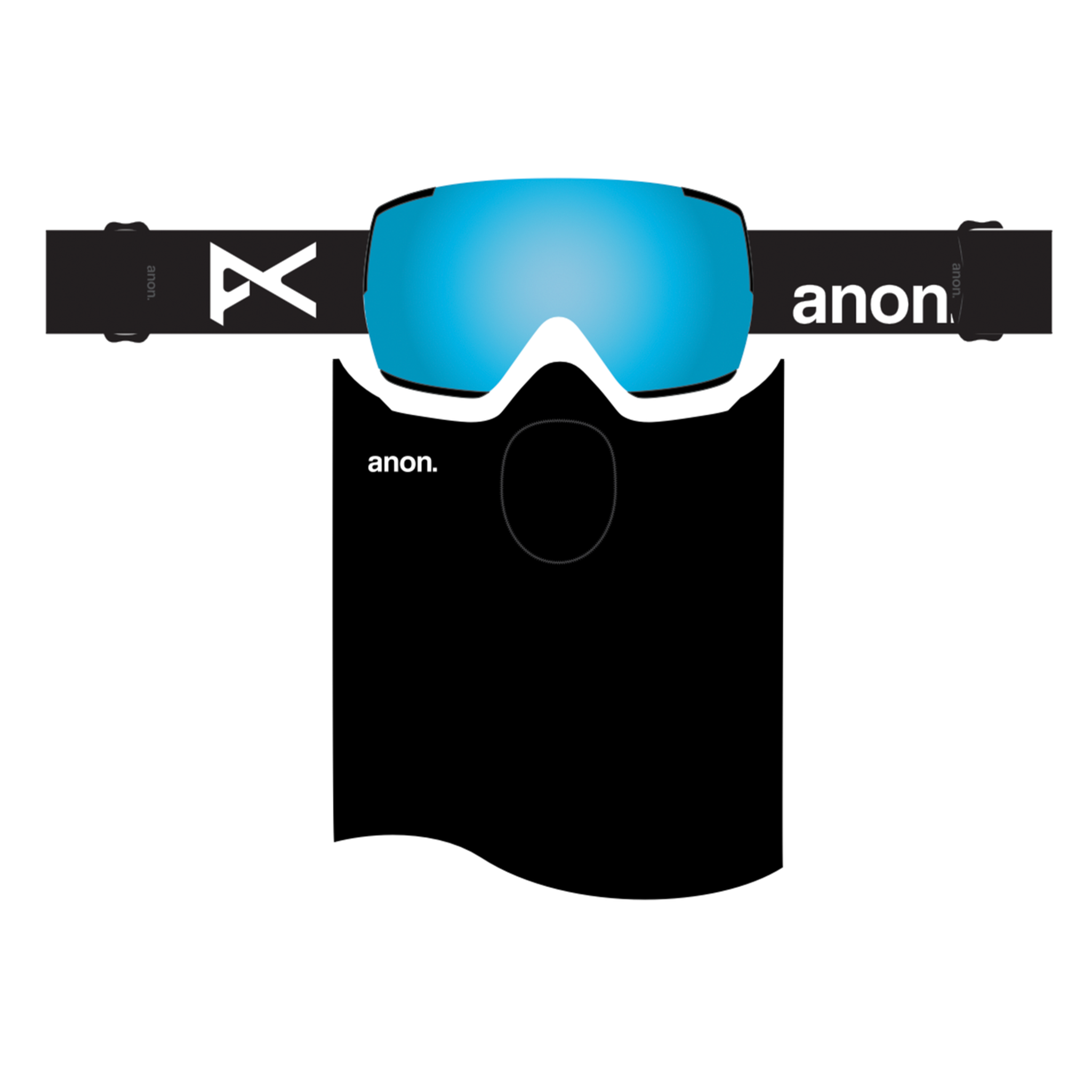 ANON M5S GOGGLES - BLACK/PERCEIVE VARIABLE BLUE (LOW BRIDGE) +MFI MASK + SPARE LENS