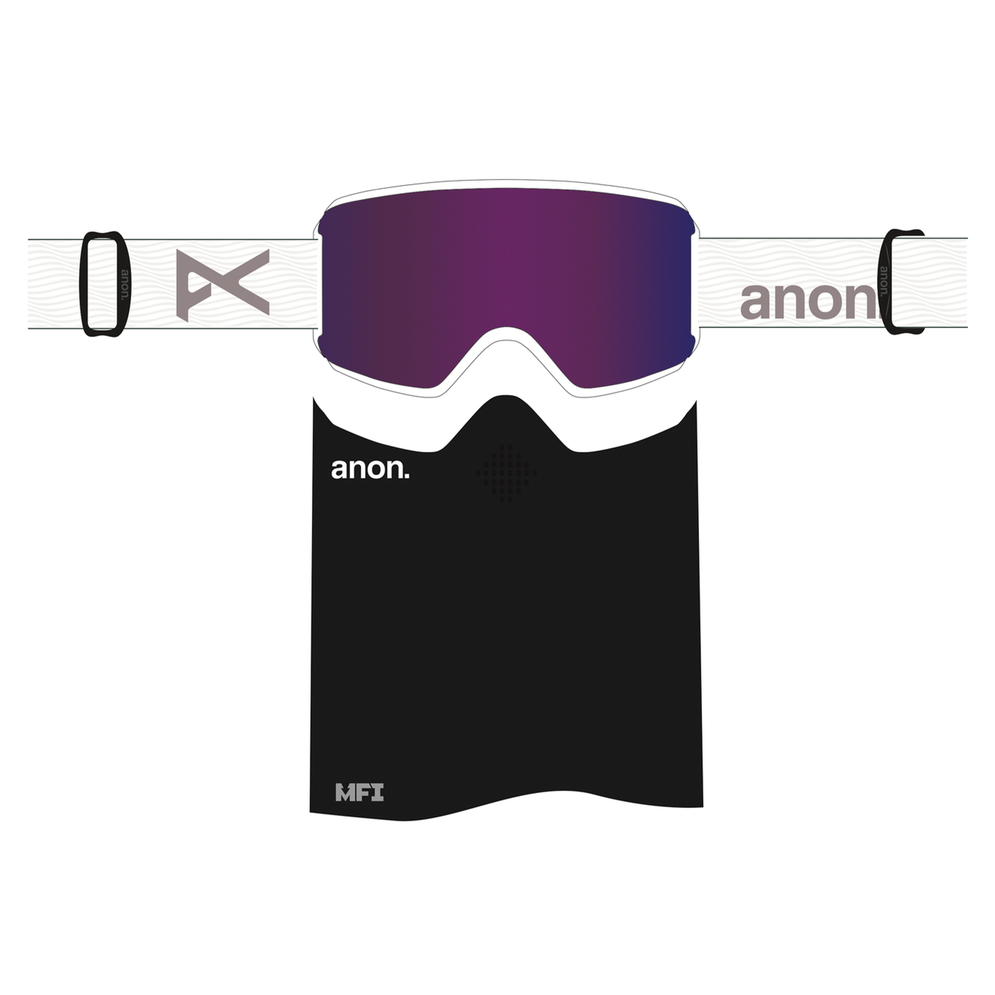 ANON WM3 WOMENS MFI GOGGLES - WHITE/PERCEIVE VARIABLE VIOLET (LOW BRIDGE) +MFI MASK + SPARE LENS