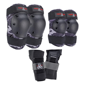 Triple 8 Saver Series 3 Pack: Wrist Elbow Knee Pad Set - Charcoal Camo